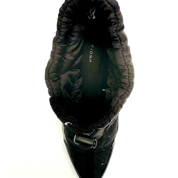 Fioni black thermal faux patent leather pointed toe wedge ankle booties size 9.5 - Picture 9 of 9